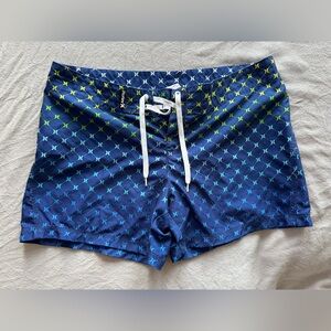 Hurley Womens Blue Green Logo Board Shorts Size 9